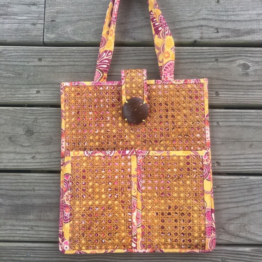 Vera Bradley wicker and fabric bag. NEW
